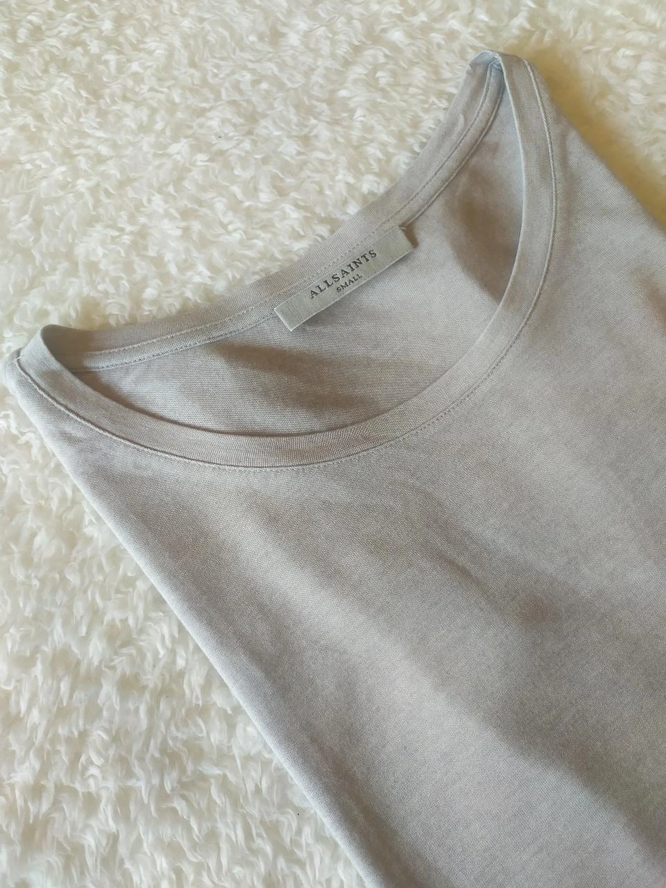 ALLSAINTS Women's Light Grey Viscose Wool Blend Relaxed T-Shirt Size S – photo 17